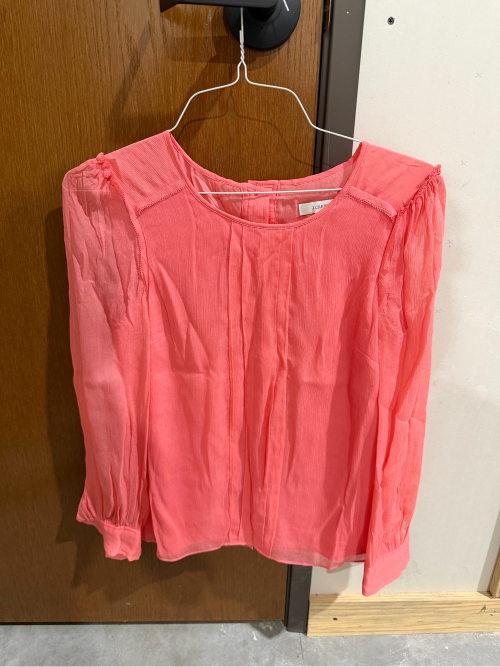 J. Crew Coral Pink Long-Sleeve Blouse